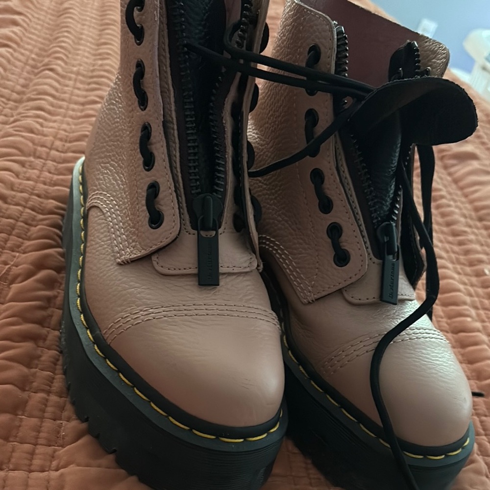 Dr. Martens White and Black Combat Boots